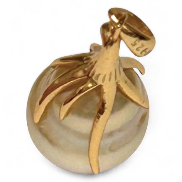 Baroque 11.3 x 14mm Rich Golden Philippines South Sea Pearl Pendant