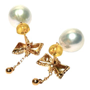 Butterfly Round 10.5 - 11mm Edison Silver White Pearl Dangle Earrings