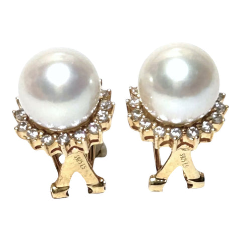 Fantastic 9.5 - 10mm White Round  Edison Pearl French Omega Earrings