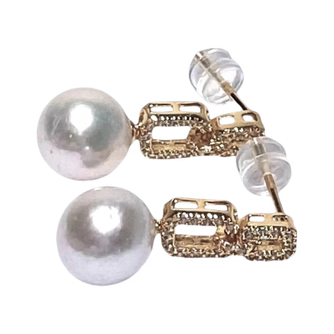 Charming 10 - 10.5mm Edison White Round Cultured Pearl Earrings