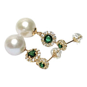 Best Gift 10.5 - 11mm White Round Edison Cultured Pearl Dangle Earrings