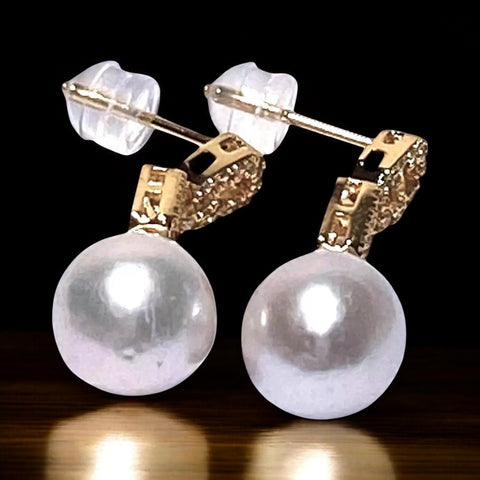 Charming 10 - 10.5mm Edison White Round Cultured Pearl Earrings