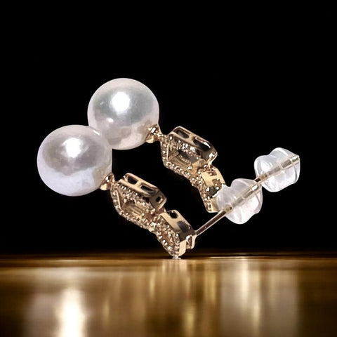 Charming 10 - 10.5mm Edison White Round Cultured Pearl Earrings