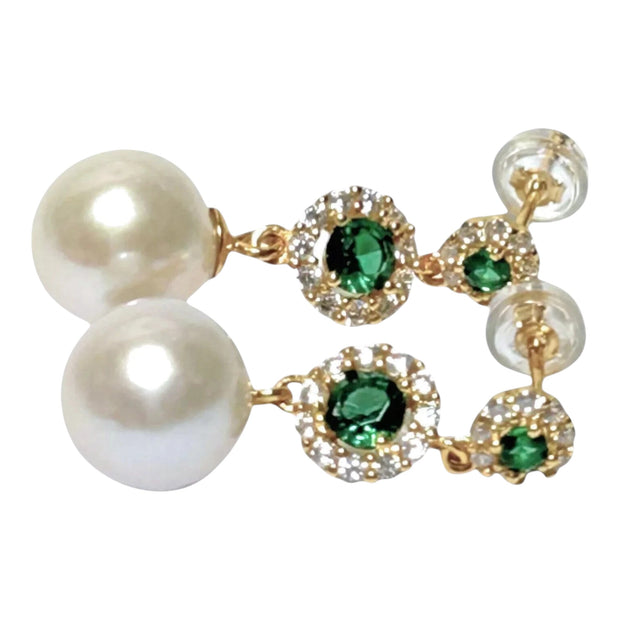 Best Gift 10.5 - 11mm White Round Edison Cultured Pearl Dangle Earrings