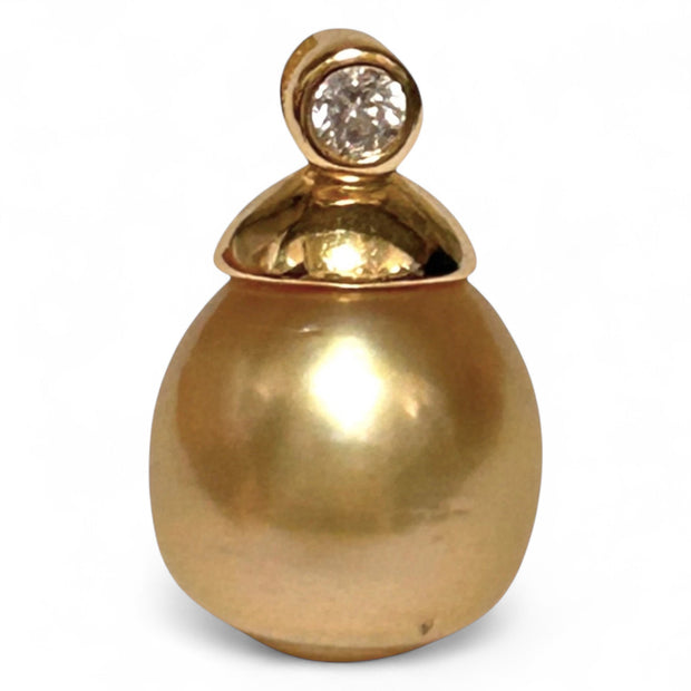 Oval 12 x 12.5mm Natural Rich Gold Philippines South Sea Pearl Pendant
