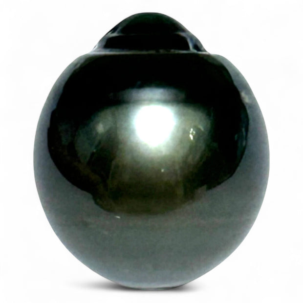 Oval 21.8 Carats 14 x 16.2mm Tahitian South Sea Peacock Black Pearl