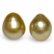 A Pair 10.5 x 12.5mm Deep Gold Philippines South Sea Oval Pearls