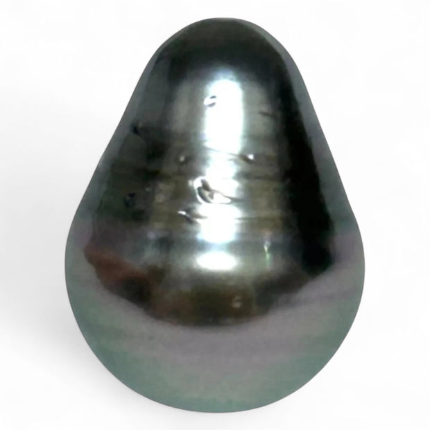 Stunning 12.1 x 15.9mm Teardrop Bottom Round Tahitian South Sea pearl