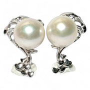 Dolphin Style 10mm Natural White Edison Round Cultured Pearl Earrings