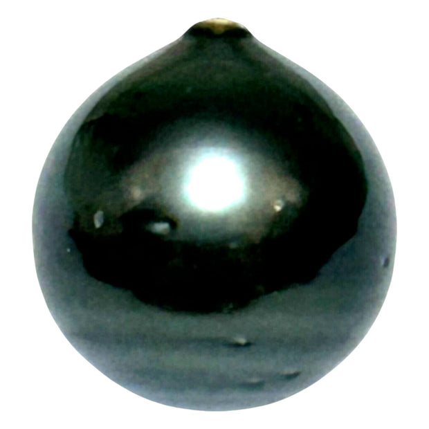 Huge 13.3 x 14.2mm, 17.2 Cts Tahitian Sea Peacock Black Oval Loose Pearl