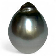 Oval Drop 13.8 x 17.7mm 21.6 Carats Tahitian Sea Peacock Mid-Gray Pearl