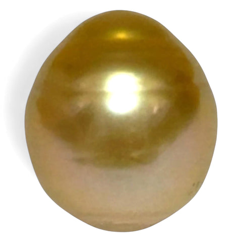 Silky Oval 13.3 x 15.1mm 19.5 Carats Deep Gold South Sea Pearl Loose
