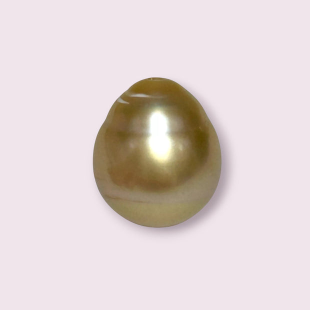 Giant Oval 14.5 x 16.8mm 24.6 Carats Deep Gold South Sea Pearl Loose