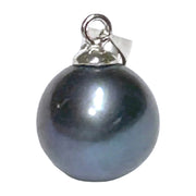 5A 11mm Peacock Black Blue Round Cultured Edison Pearl Pendant
