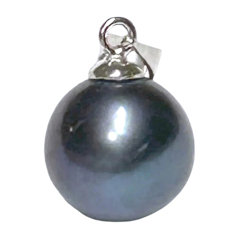 5A 11mm Peacock Black Blue Round Cultured Edison Pearl Pendant