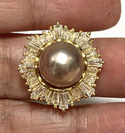 Cocktail 10-10.5mm Edison Purple Brown Round Pearl Ring - Size 8