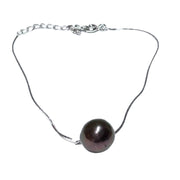 925 Sterling Silver 10mm Peacock Black Green Round Pearl 7.5" Bracelet