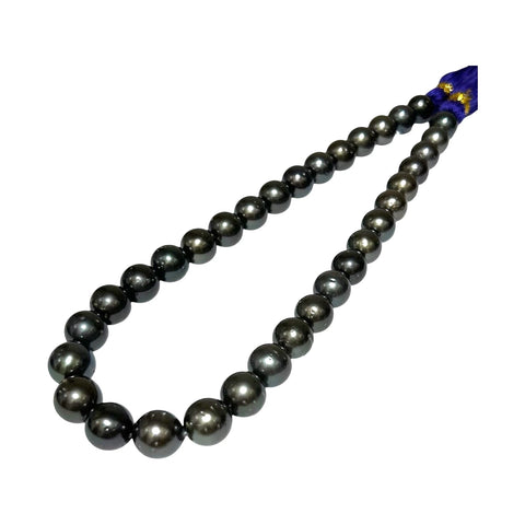 Round 11 - 13mm 34 pcs Tahitian Peacock Black Green Pearl 16" Strand
