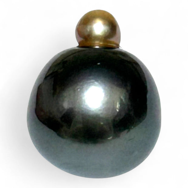 Huge 13 x 16mm 15.8 Carats Tahitian Peacock Black Green Loose Pearl