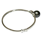 Stunning Round 12.3mm Tahitian Sea Natural Peacock Green Pearl Bangle