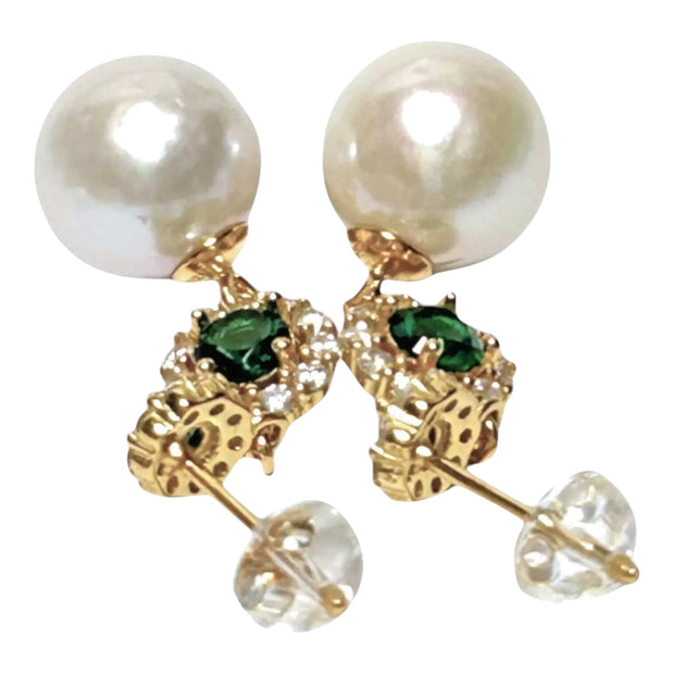 Best Gift 10.5 - 11mm White Round Edison Cultured Pearl Dangle Earrings