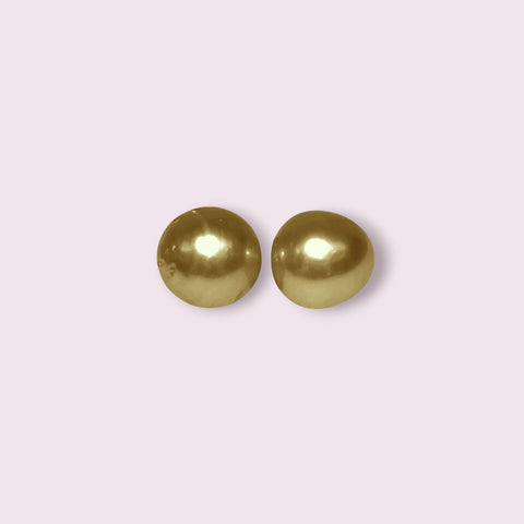 Unique A Pair 11 x 11.5mm 20.3 Carat Deep Gold Philippines Sea Pearls