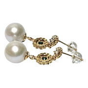 Best Gift 10.5 - 11mm White Round Edison Cultured Pearl Dangle Earrings