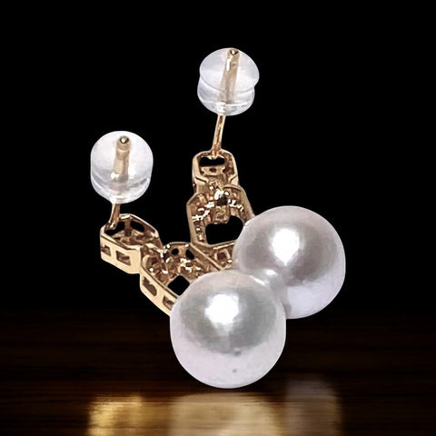 Charming 10 - 10.5mm Edison White Round Cultured Pearl Earrings