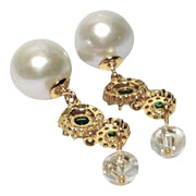 Best Gift 10.5 - 11mm White Round Edison Cultured Pearl Dangle Earrings