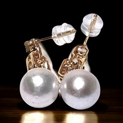 Charming 10 - 10.5mm Edison White Round Cultured Pearl Earrings