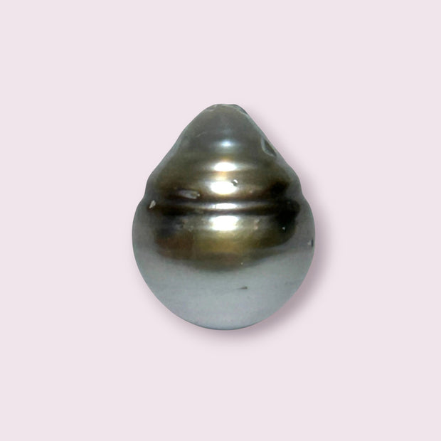 Pear 16.2 Carat 12.6 x 15.5mm Tahitian Peacock Gray Green Loose Pearl