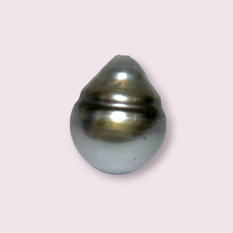 Pear 16.2 Carat 12.6 x 15.5mm Tahitian Peacock Gray Green Loose Pearl