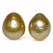 A Pair 10.5 x 12.5mm Deep Gold Philippines South Sea Oval Pearls
