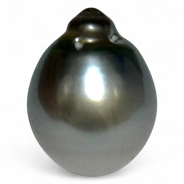 Oval Drop 13.8 x 17.7mm 21.6 Carats Tahitian Sea Peacock Mid-Gray Pearl