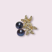 Round 10 - 10.5mm Edison Purple Black Blue Pearl Dangle Earrings