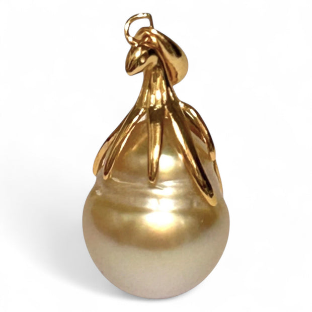 Baroque 11.3 x 14mm Rich Golden Philippines South Sea Pearl Pendant
