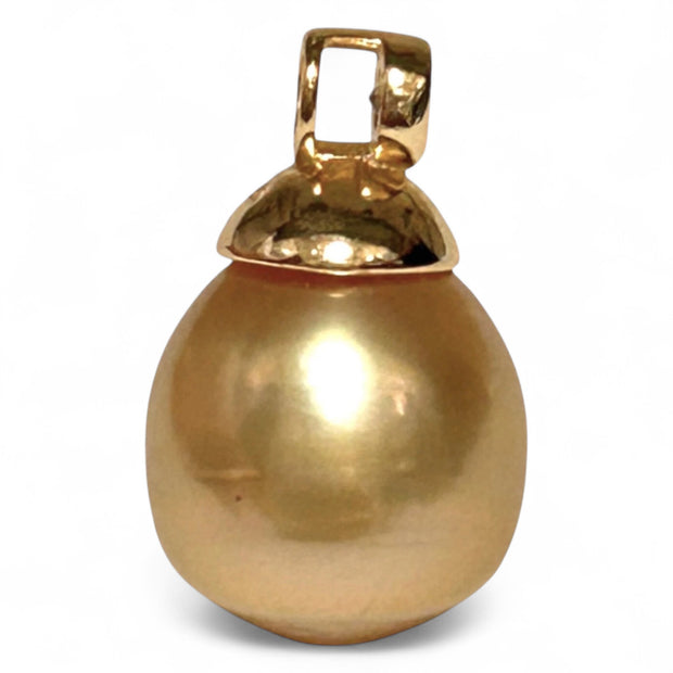 Oval 12 x 12.5mm Natural Rich Gold Philippines South Sea Pearl Pendant