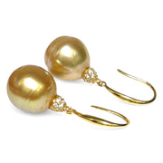 11.3 x 11.7mm Deep Gold Philippines South Sea Cultured Pearl Dangle