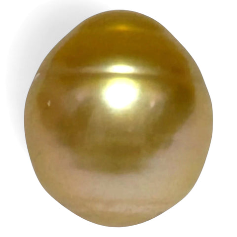 Silky Oval 13.3 x 15.1mm 19.5 Carats Deep Gold South Sea Pearl Loose