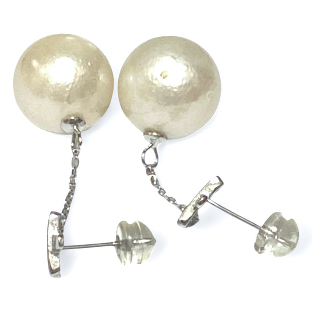 Round 12.6mm Indonesian Cream White South Sea Pearl Dangle Earrings