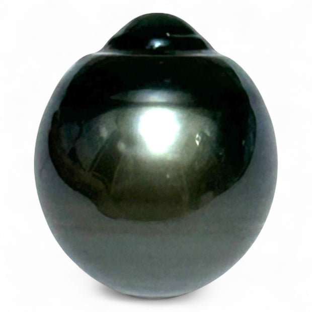 Oval 21.8 Carats 14 x 16.2mm Tahitian South Sea Peacock Black Pearl