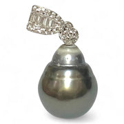 Huge 11 x 13mm Tahitian Peacock Gray-Green Cultured Pearl Pendant
