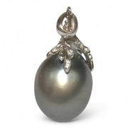 Radiant 12.4 x 15mm Tahitian South Sea Peacock Gray-Green Pearl Pendant