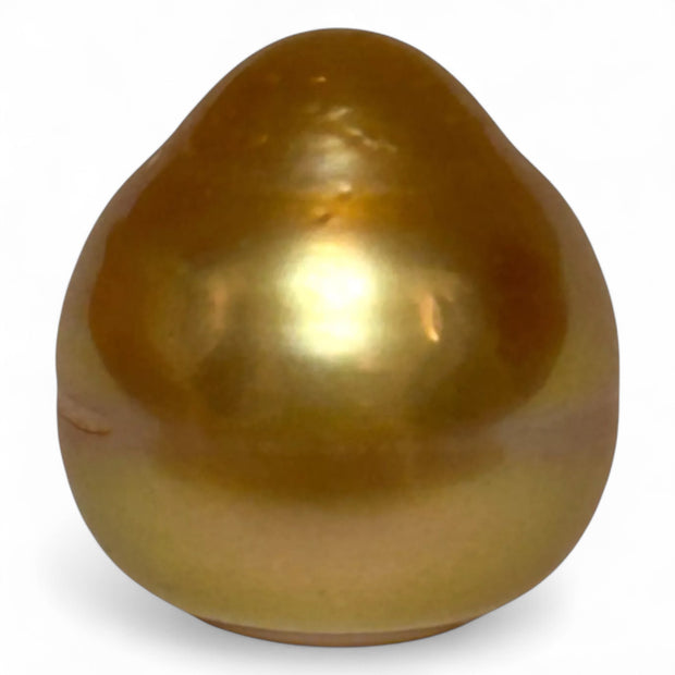 Large 14.9 x 16.1mm 24.4 Carat Deep Golden South Sea Pearl Loose