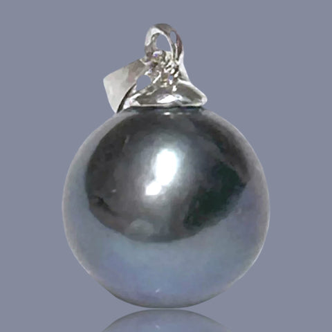 5A 11mm Peacock Black Blue Round Cultured Edison Pearl Pendant