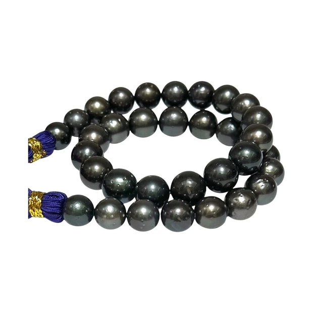 Round 11 - 13mm 34 pcs Tahitian Peacock Black Green Pearl 16" Strand