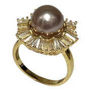 Cocktail 10-10.5mm Edison Purple Brown Round Pearl Ring - Size 8