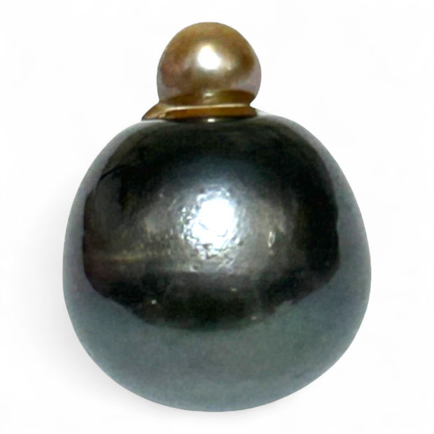 Huge 13 x 16mm 15.8 Carats Tahitian Peacock Black Green Loose Pearl