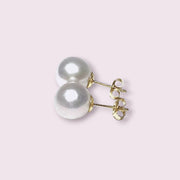 Exquisite 10 - 10.5mm White Round Edison Cultured Pearl Stud Earrings