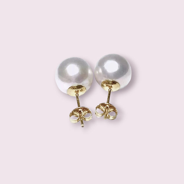 Exquisite 10 - 10.5mm White Round Edison Cultured Pearl Stud Earrings